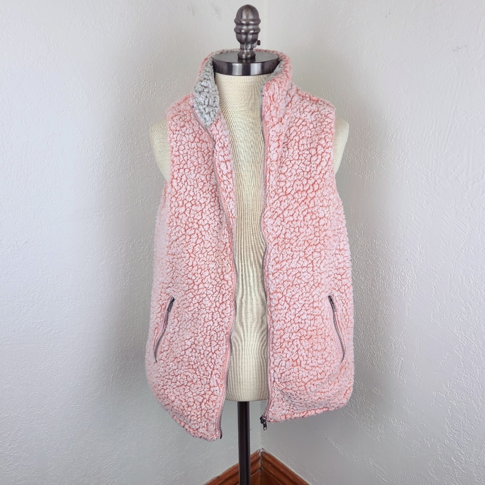 Thread & Supply Pink Zip Up Teddy Vest